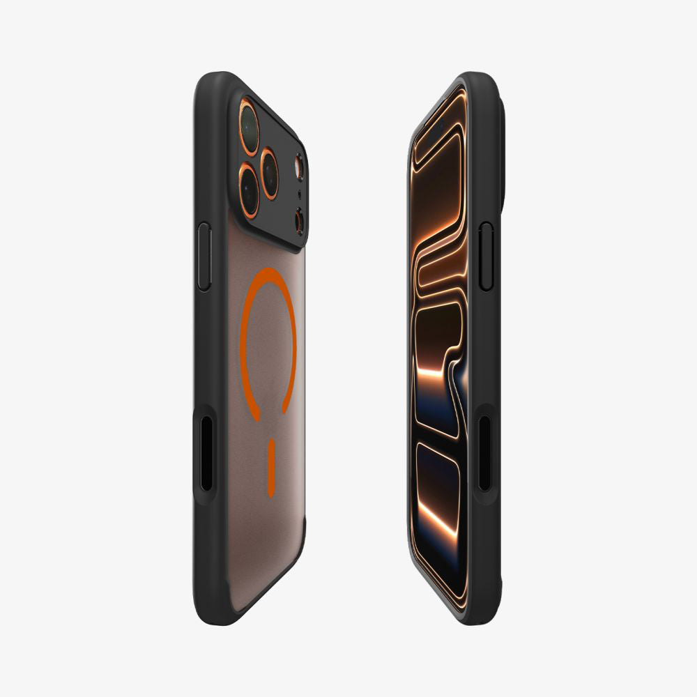 Puzdro MagSafe pre Apple iPhone 17 Pro, Spigen, Ultra Hybrid, Čierno-oranžové Saténové ACS10483