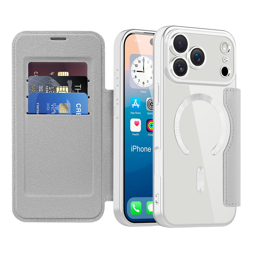 MagSafe Case for Apple iPhone 17 Pro, Techsuit, SmartMag Book, Gray
