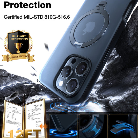 Puzdro MagSafe pre Apple iPhone 17 Pro, Torras, Ostand Spin, Modrá