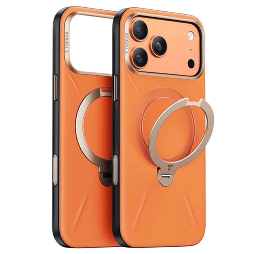 Puzdro MagSafe pre Apple iPhone 17 Pro, Torras, QPRO Leather, Oranžové