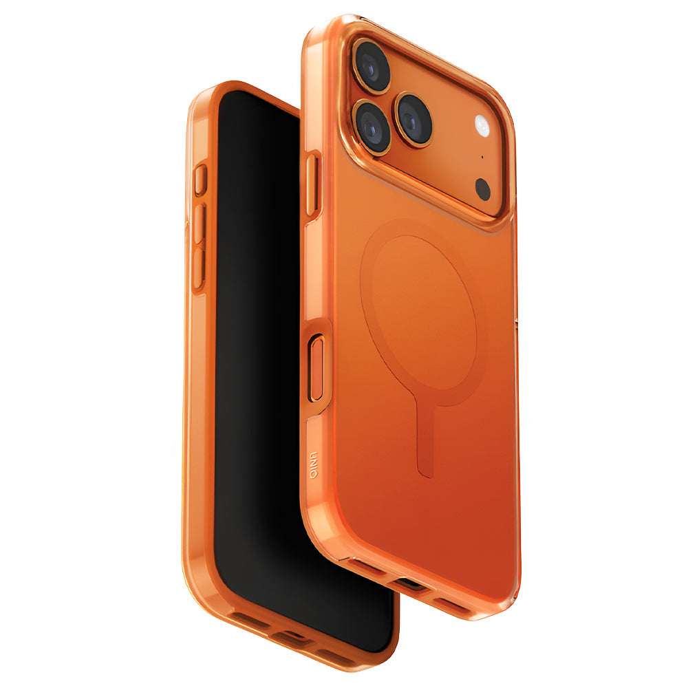 Puzdro MagSafe pre Apple iPhone 17 Pro, UNIQ, Clario MagClick, Oranžové
