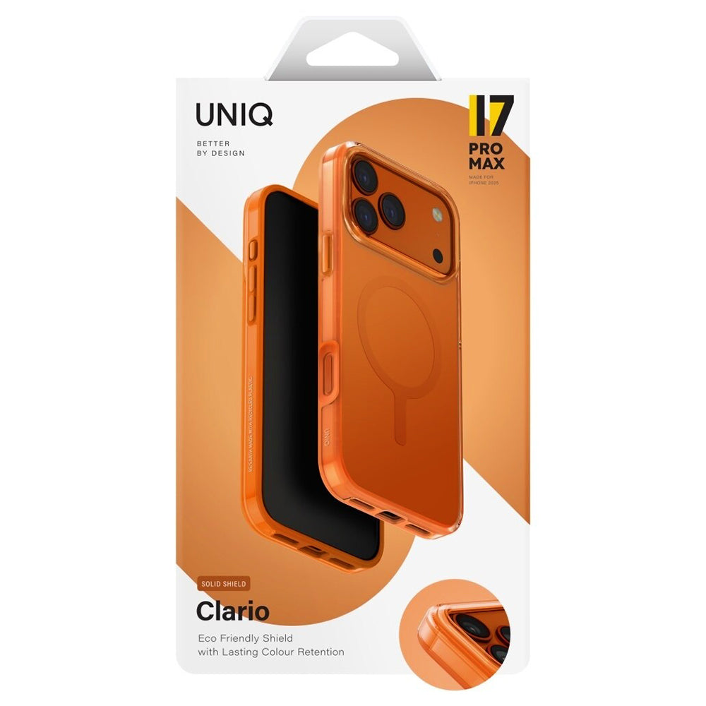 Puzdro MagSafe pre Apple iPhone 17 Pro, UNIQ, Clario MagClick, Oranžové