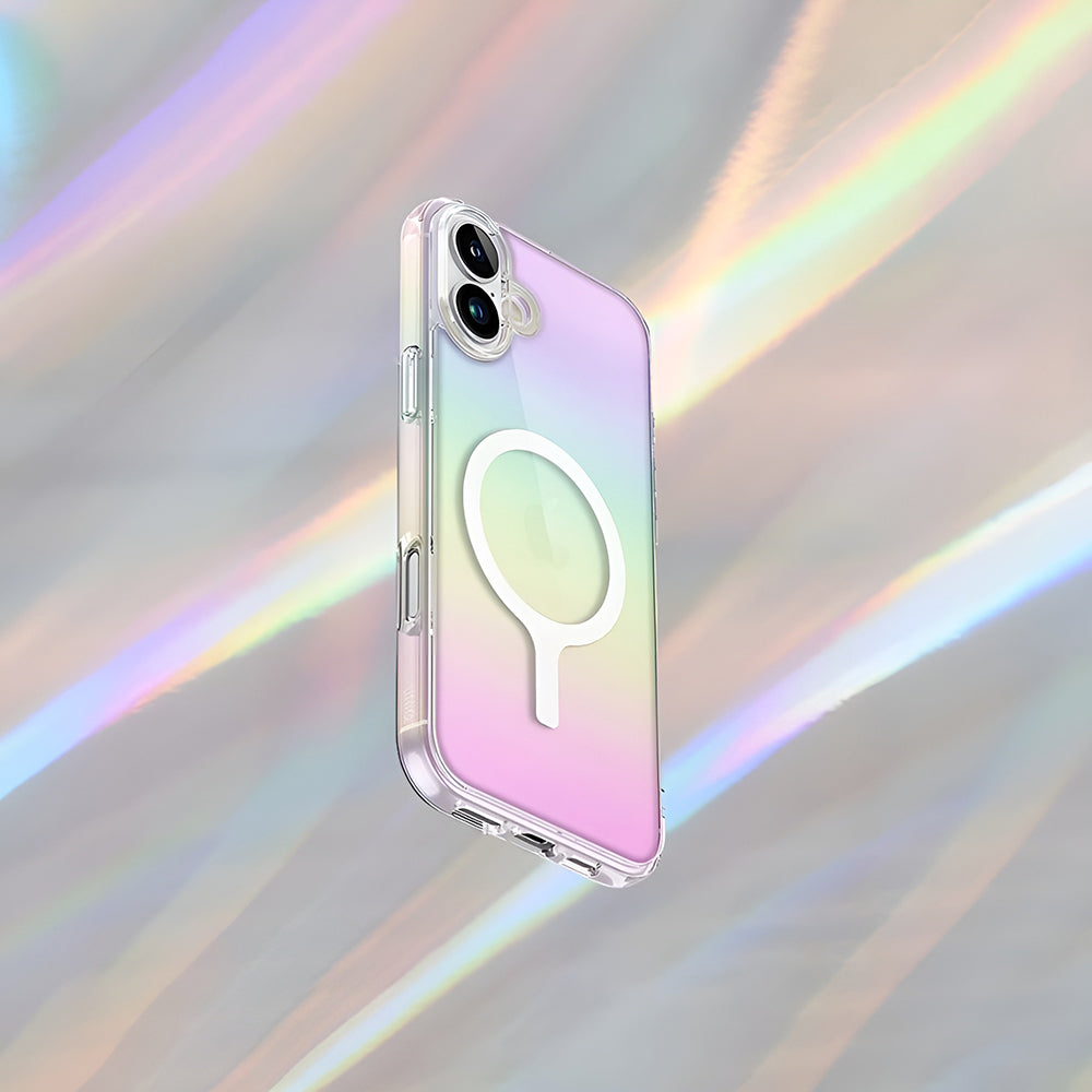 Puzdro MagSafe pre Apple iPhone 17 Pro, UNIQ, Iridescia MagClick, Pastelová modrá