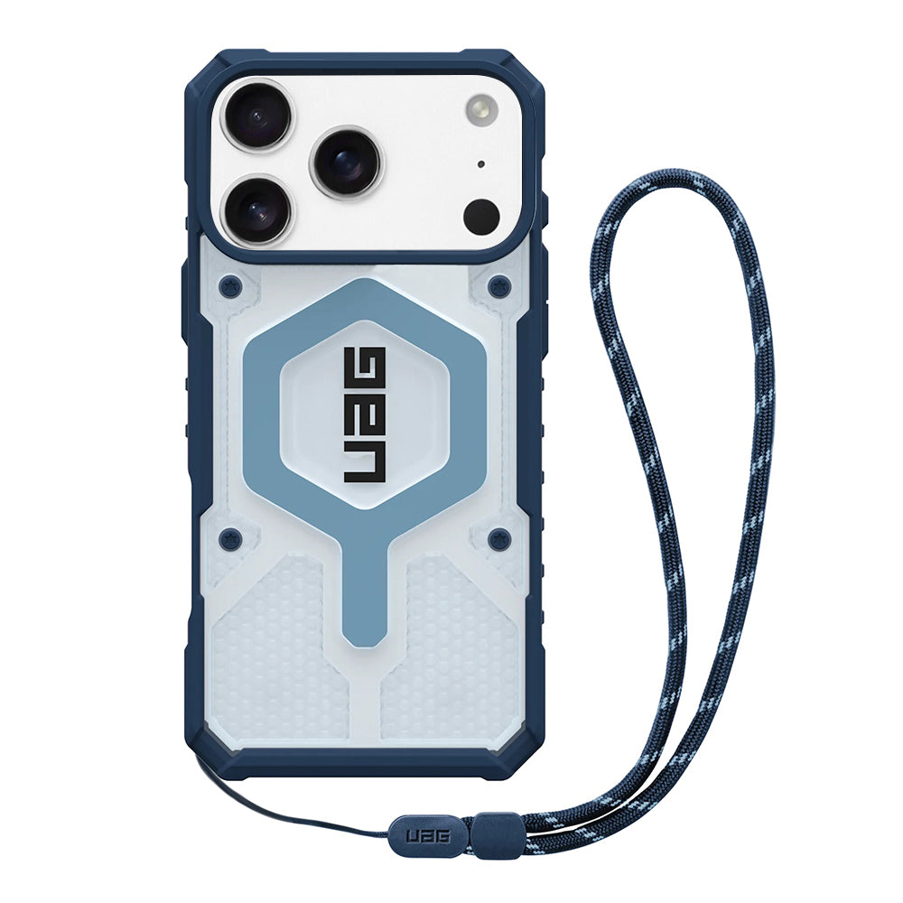 Puzdro MagSafe pre Apple iPhone 17 Pro, Urban Armor Gear, Pathfinder Clear with Lanyard, Modrá