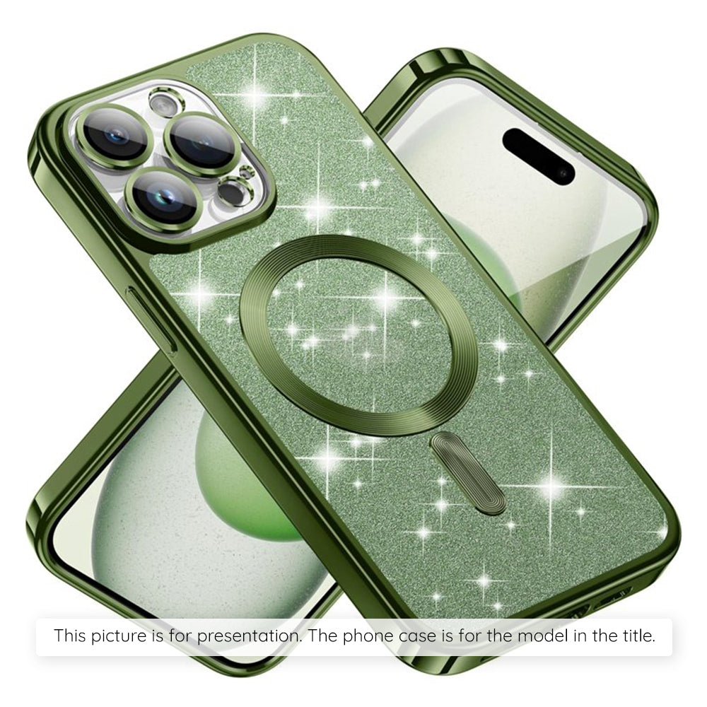 Puzdro MagSafe pre Apple iPhone 17, Techsuit, Luxury Glitter, Tmavo zelená