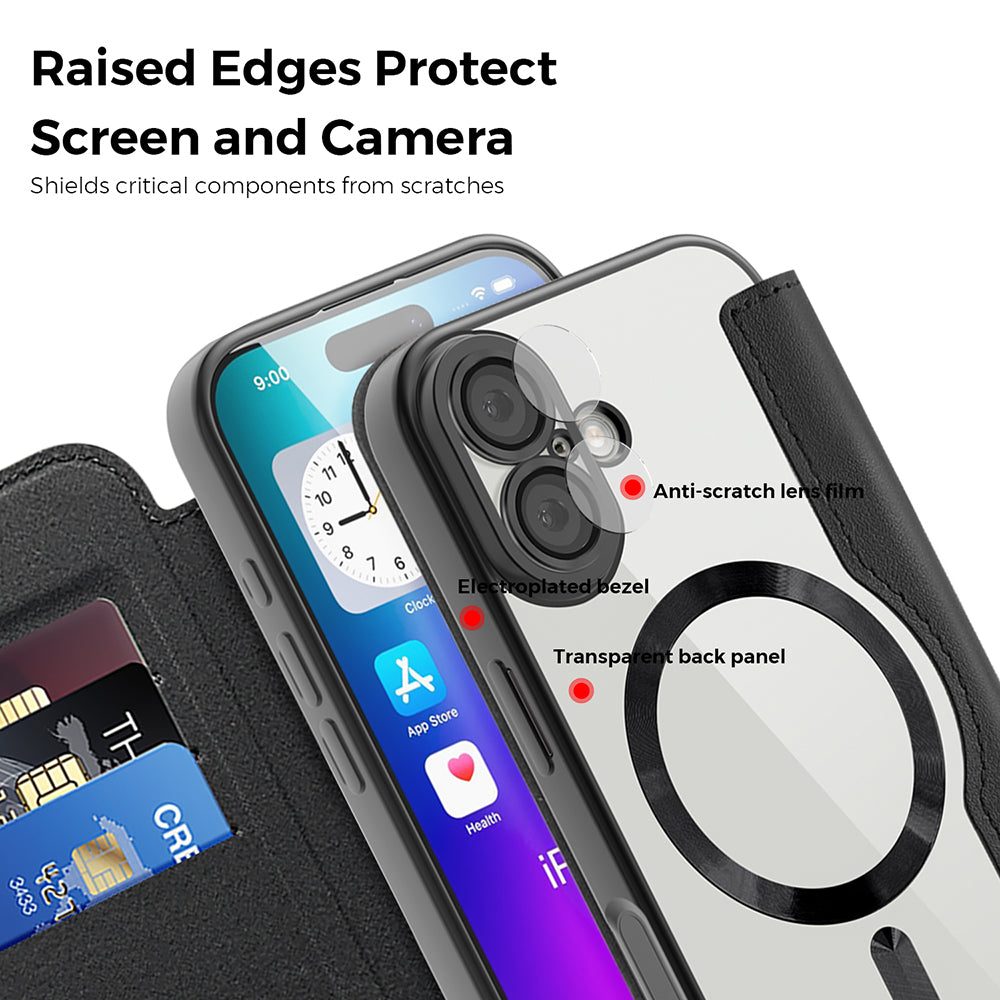 MagSafe Case for Apple iPhone 17, Techsuit, SmartMag Book, Blue