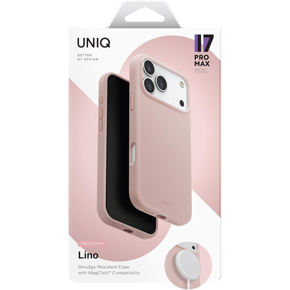 Puzdro MagSafe pre Apple iPhone 17, UNIQ, Lino MagClick, Ružové