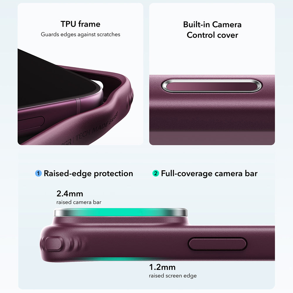 MagSafe puzdro pre Apple iPhone 18 Pro / 17 Pro, ESR, Classic Hybrid Kickstand, Tmavo červená matná