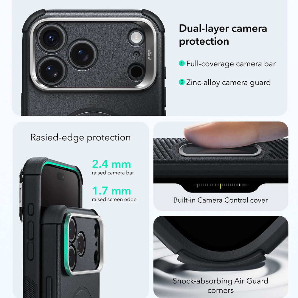MagSafe puzdro pre Apple iPhone 18 Pro / 17 Pro, ESR, Cyber Armor Kickstand, Čierne