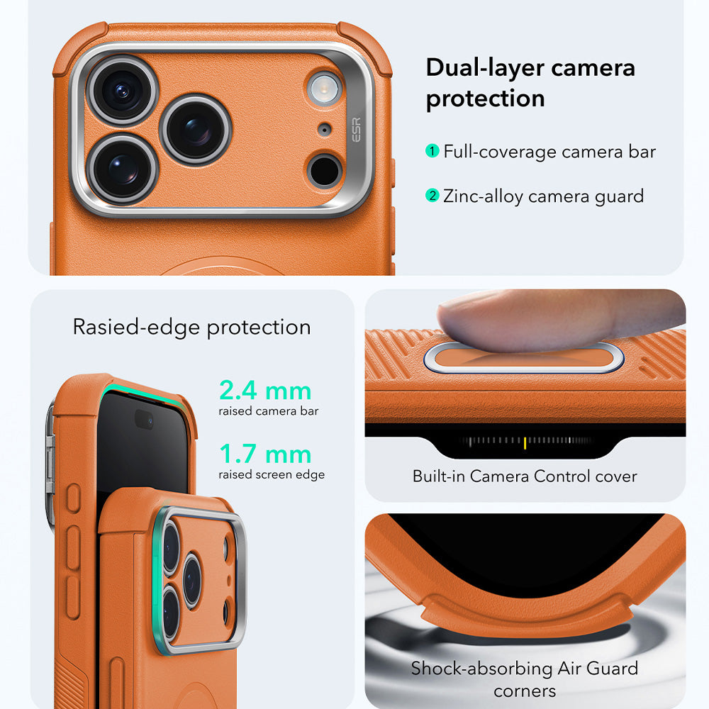 MagSafe puzdro pre Apple iPhone 18 Pro / 17 Pro, ESR, Cyber Armor Kickstand, Oranžové