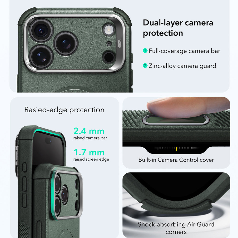 MagSafe puzdro pre Apple iPhone 18 Pro / 17 Pro, ESR, Cyber Armor Kickstand, Zelené