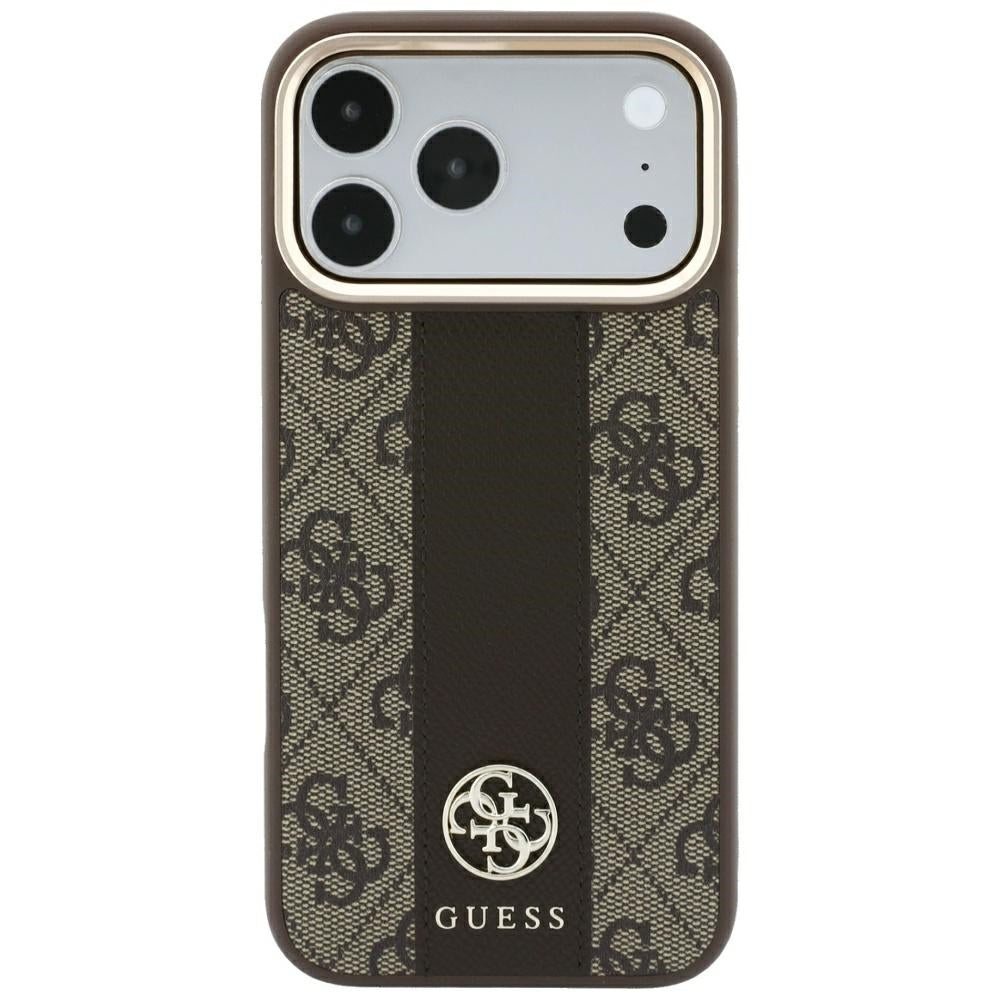 MagSafe puzdro pre Apple iPhone 18 Pro / 17 Pro, Guess, 4G Stripe Round Classic Logo, Hnedé