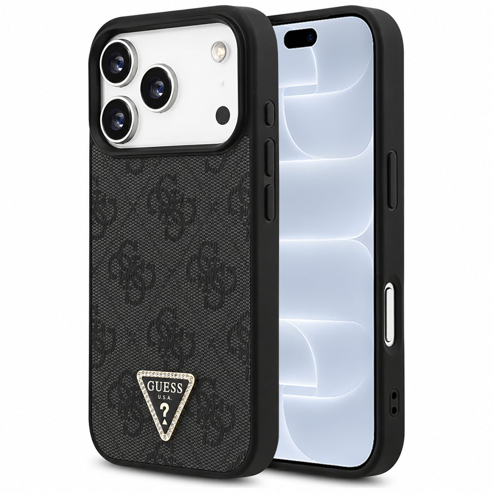 MagSafe puzdro pre Apple iPhone 18 Pro / 17 Pro, Guess, 4G Triangle Strass, Čierne