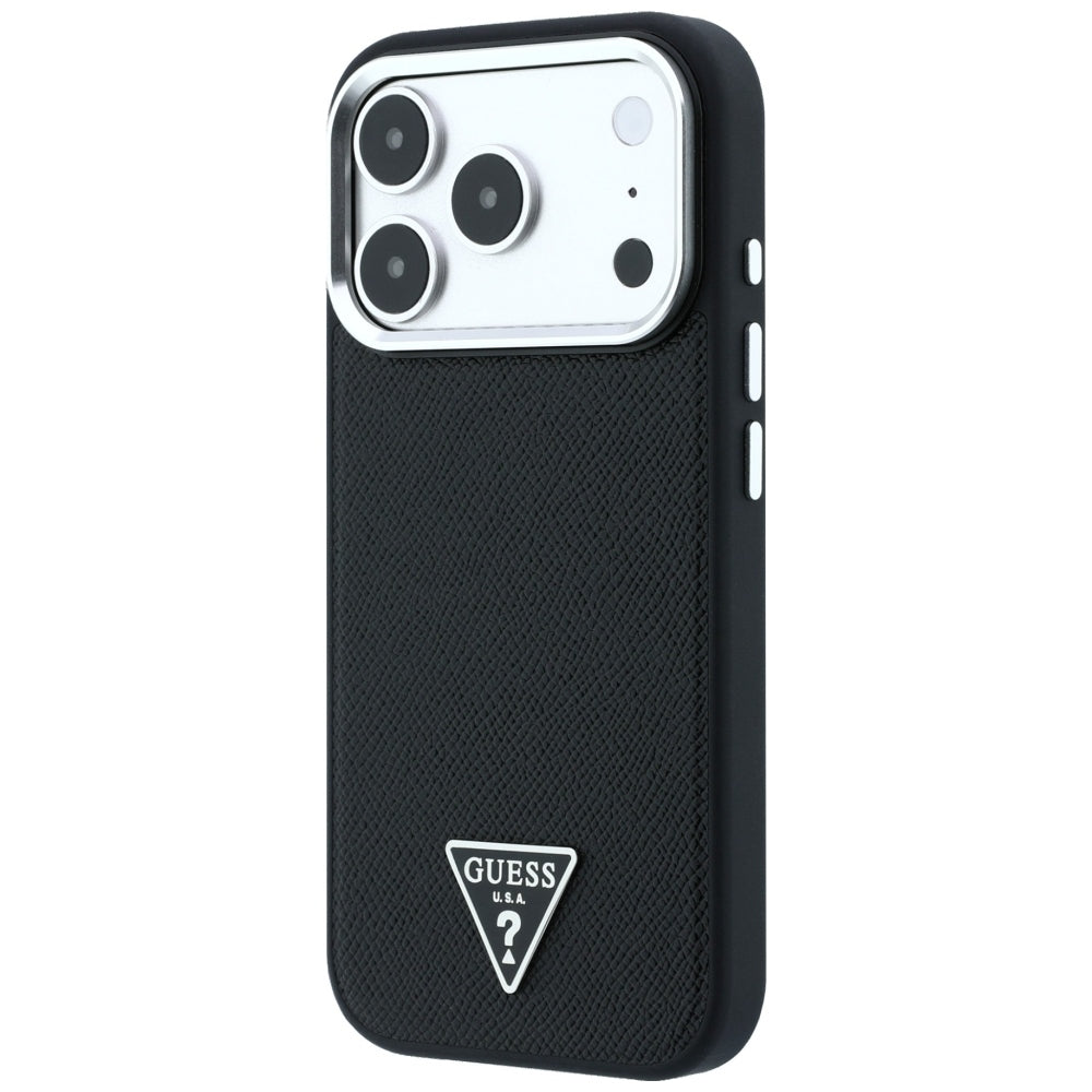 MagSafe puzdro pre Apple iPhone 18 Pro / 17 Pro, Guess, Grained Triangle Logo, čierne