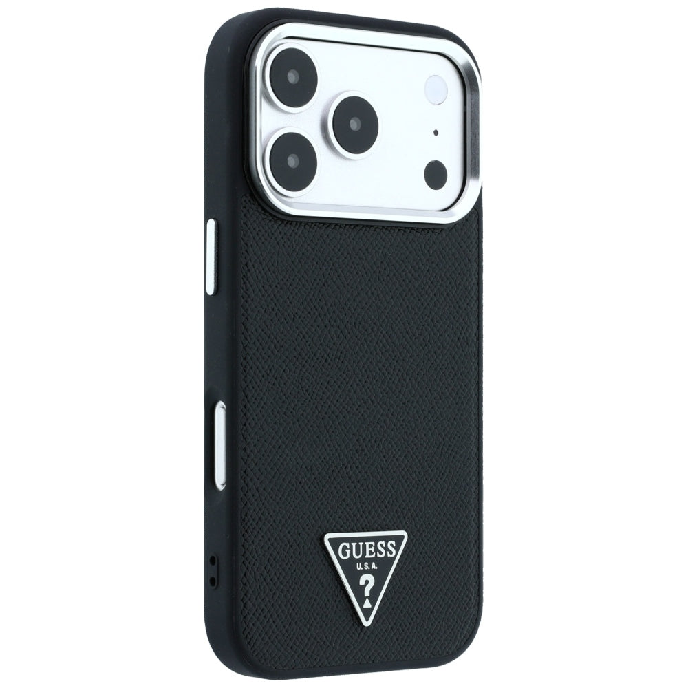 MagSafe puzdro pre Apple iPhone 18 Pro / 17 Pro, Guess, Grained Triangle Logo, čierne