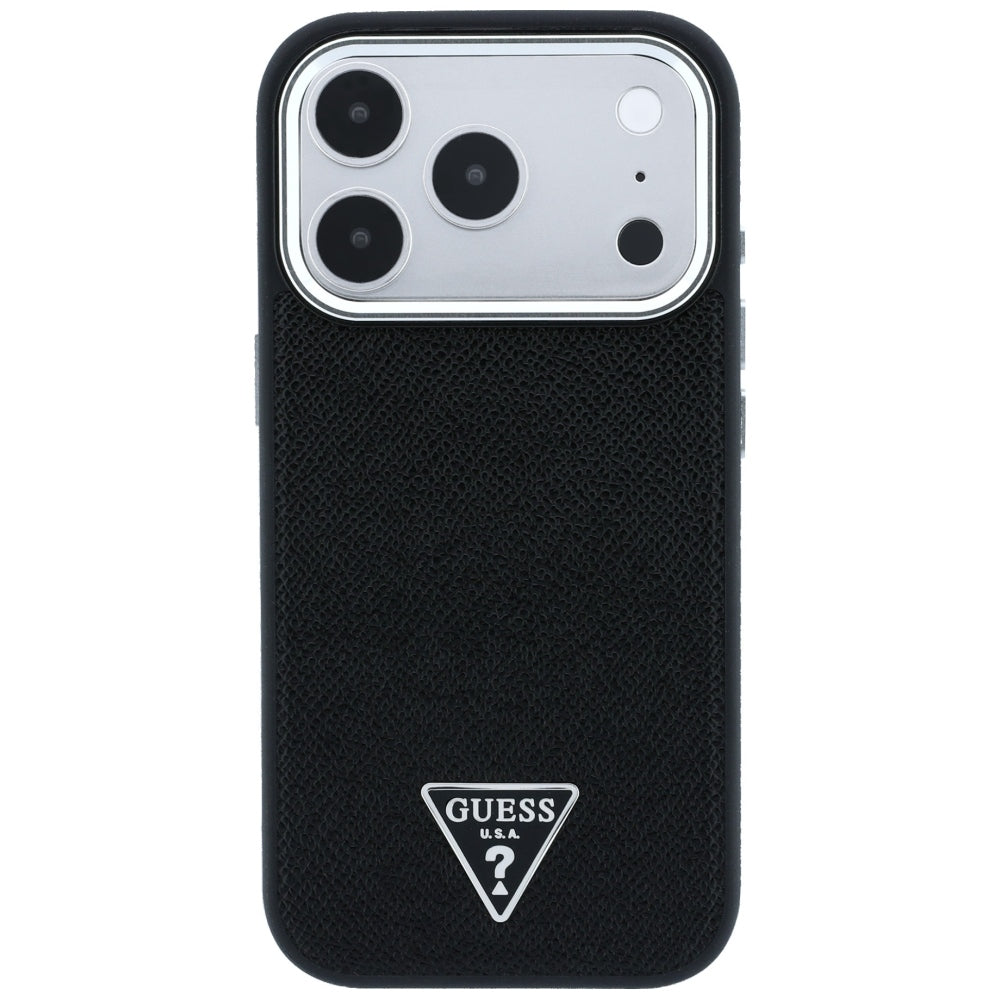 MagSafe puzdro pre Apple iPhone 18 Pro / 17 Pro, Guess, Grained Triangle Logo, čierne