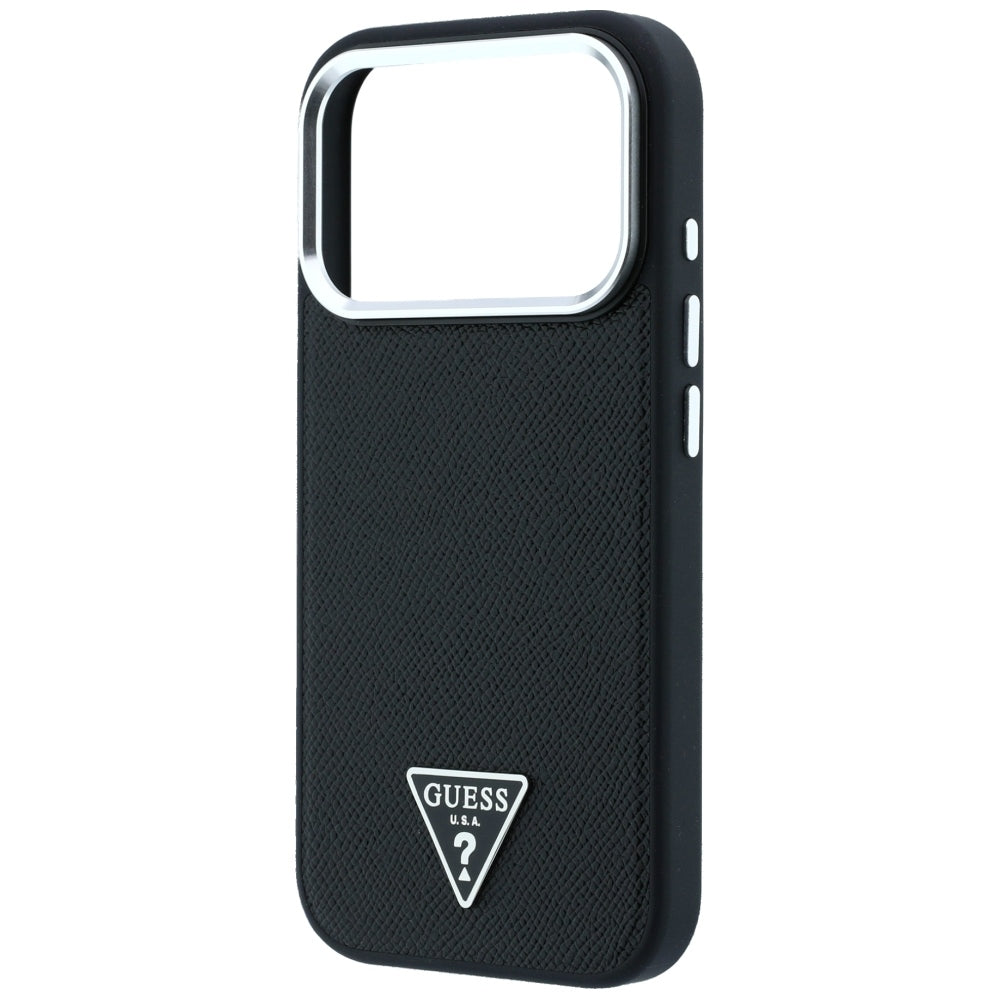 MagSafe puzdro pre Apple iPhone 18 Pro / 17 Pro, Guess, Grained Triangle Logo, čierne