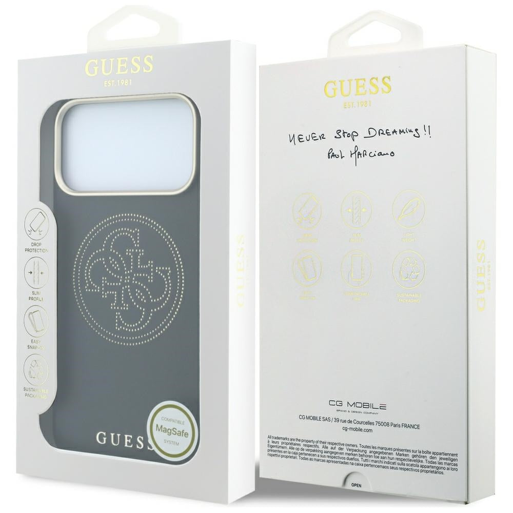 MagSafe puzdro pre Apple iPhone 18 Pro / 17 Pro, Guess, Perforované 4G, Čierne