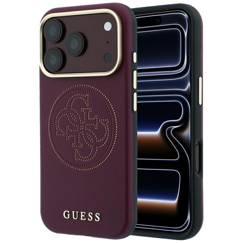 MagSafe puzdro pre Apple iPhone 18 Pro / 17 Pro, Guess, Perforované 4G, Bordové