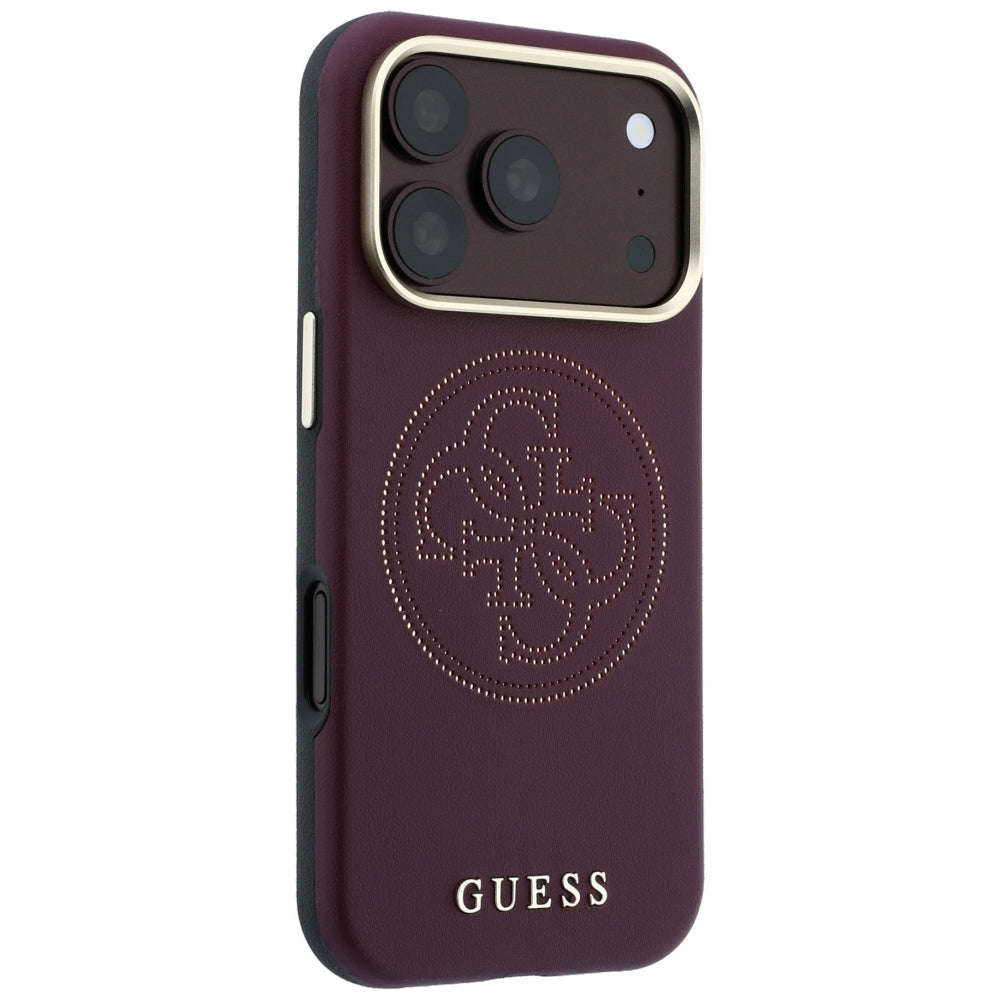 MagSafe puzdro pre Apple iPhone 18 Pro / 17 Pro, Guess, Perforované 4G, Bordové