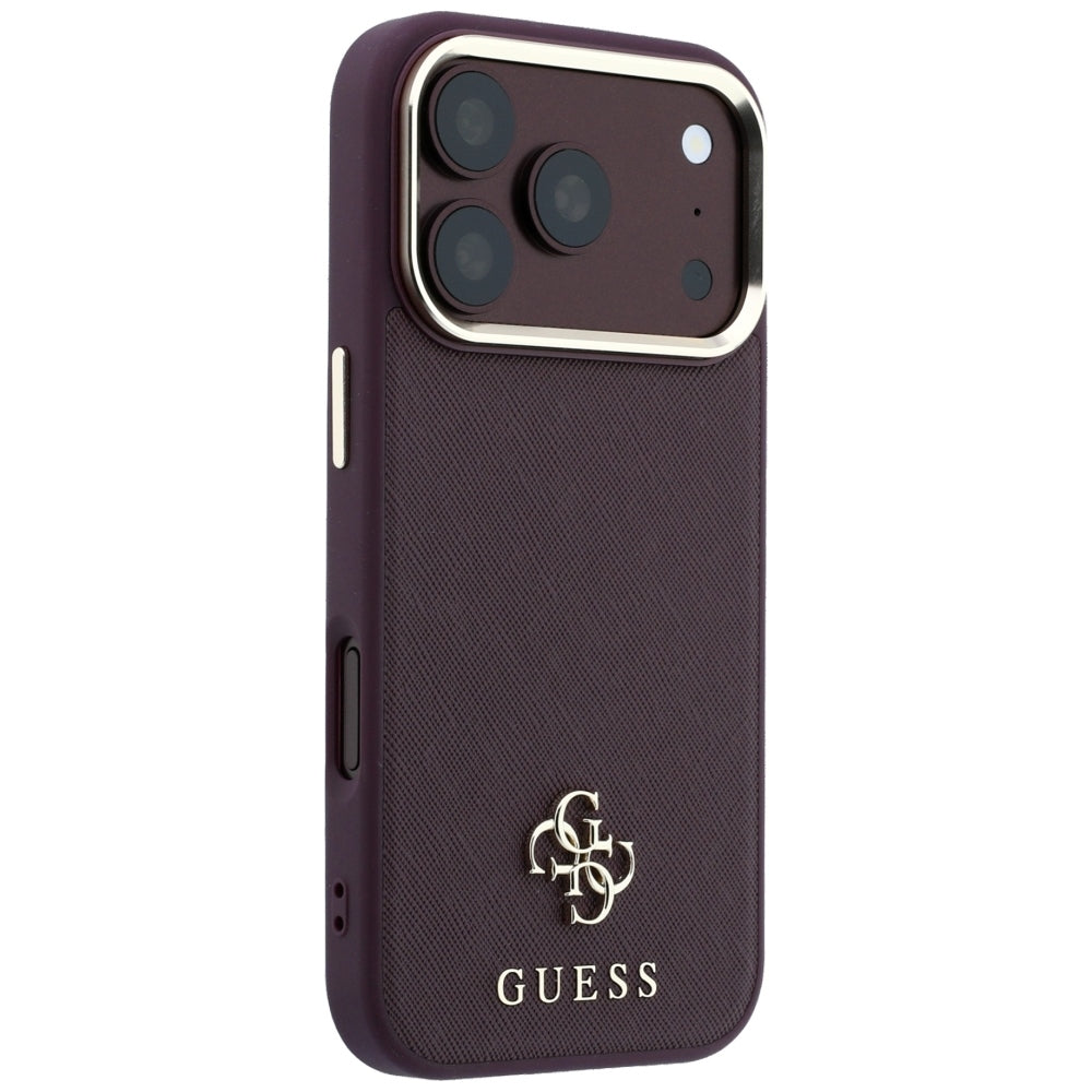 MagSafe puzdro pre Apple iPhone 18 Pro / 17 Pro, Guess, Saffiano Small 4G Classic, Bordová