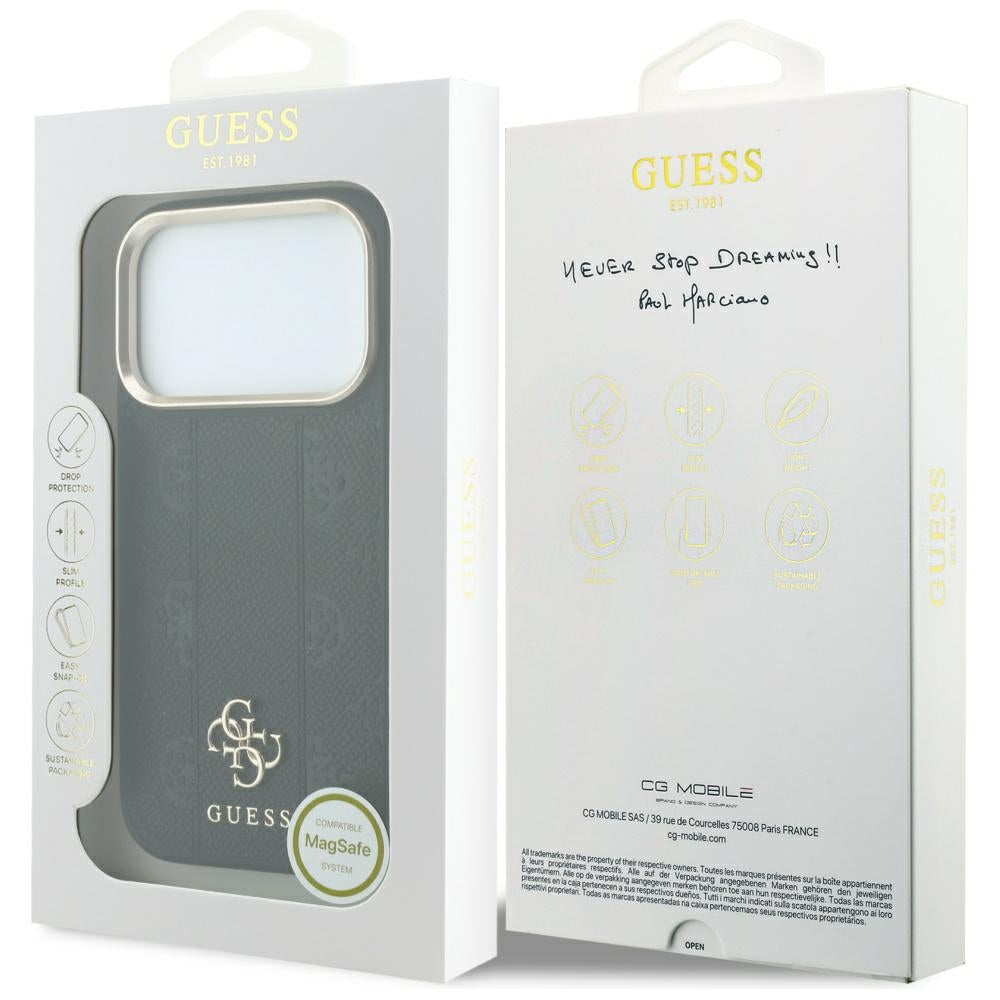 MagSafe puzdro pre Apple iPhone 18 Pro / 17 Pro, Guess, Stripe Peony 4G, Čierna