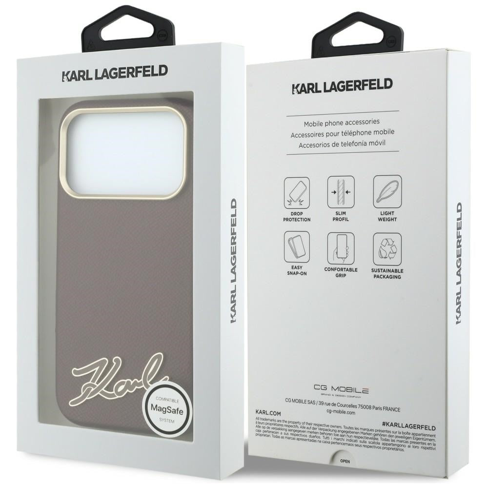 MagSafe puzdro pre Apple iPhone 18 Pro / 17 Pro, Karl Lagerfeld, Štruktúrované živicové logo, Bordové