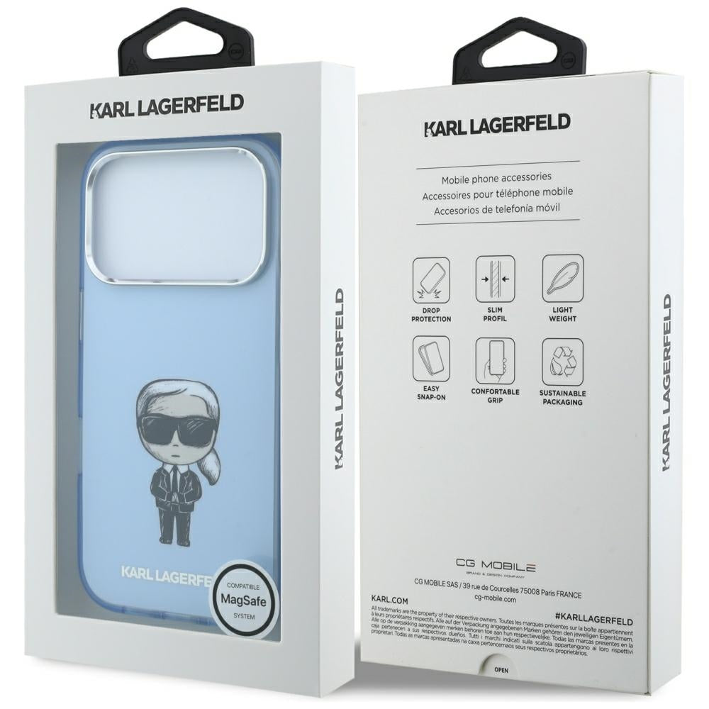MagSafe puzdro pre Apple iPhone 18 Pro / 17 Pro, Karl Lagerfeld, HC IML Ikonik Sketch Print, Modrá