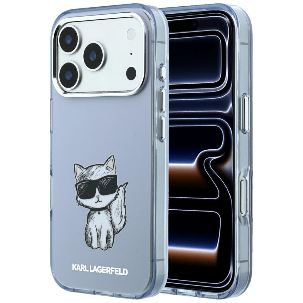 MagSafe puzdro pre Apple iPhone 18 Pro / 17 Pro, Karl Lagerfeld, IML Choupette Body Sketch Print, Modré