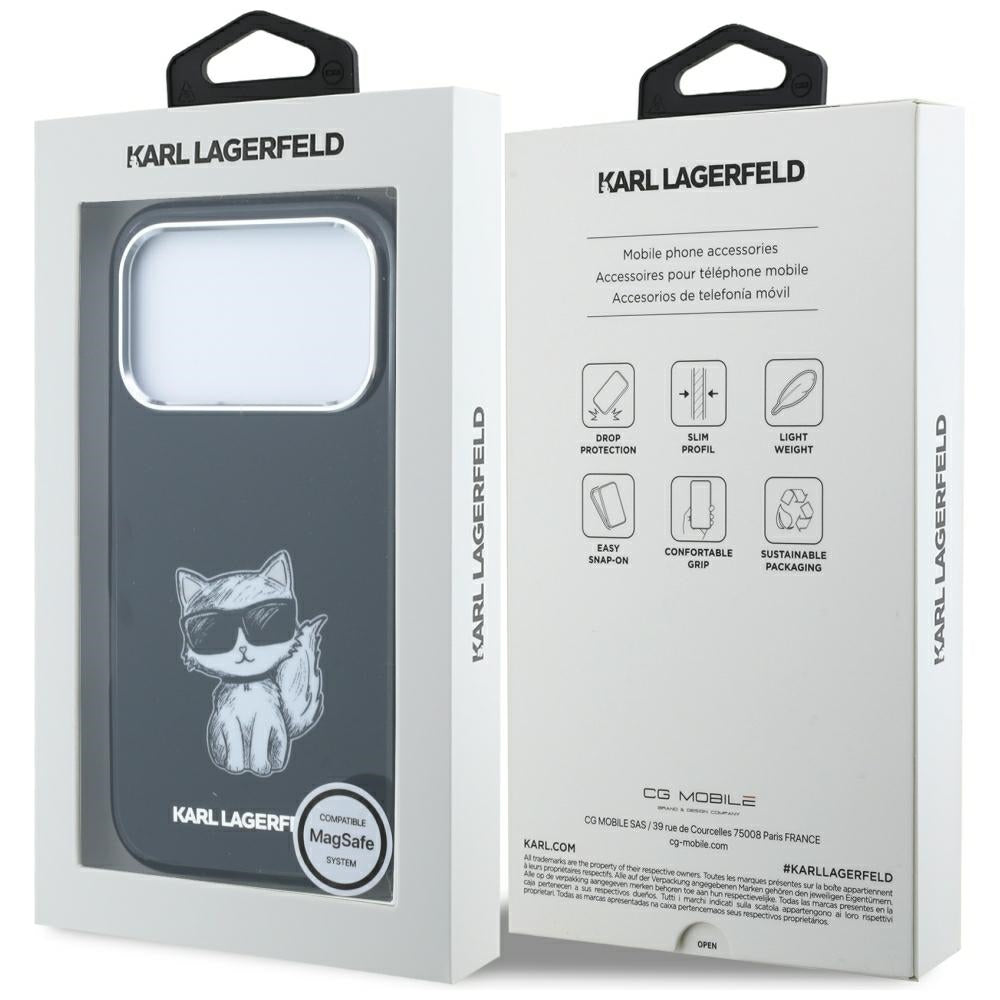 MagSafe puzdro pre Apple iPhone 18 Pro / 17 Pro, Karl Lagerfeld, IML Choupette Body Sketch Print, Čierna