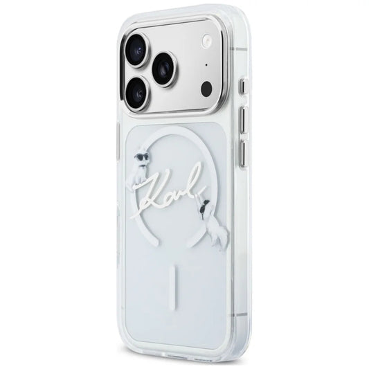 MagSafe puzdro pre Apple iPhone 18 Pro / 17 Pro, Karl Lagerfeld, IML Choupette Karl Script Logo, Priehľadné