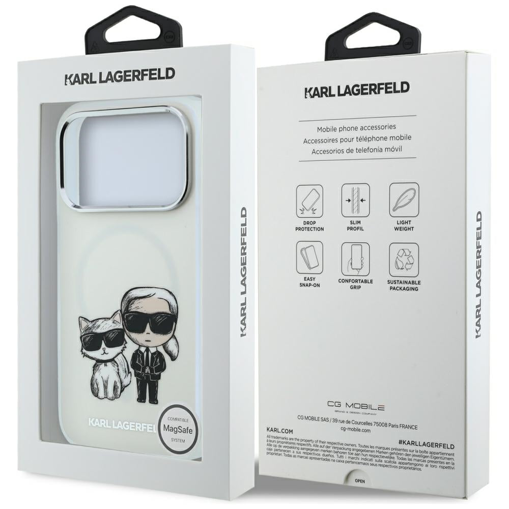 MagSafe puzdro pre Apple iPhone 18 Pro / 17 Pro, Karl Lagerfeld, IML KC Bodies Sketch Print, Béžová