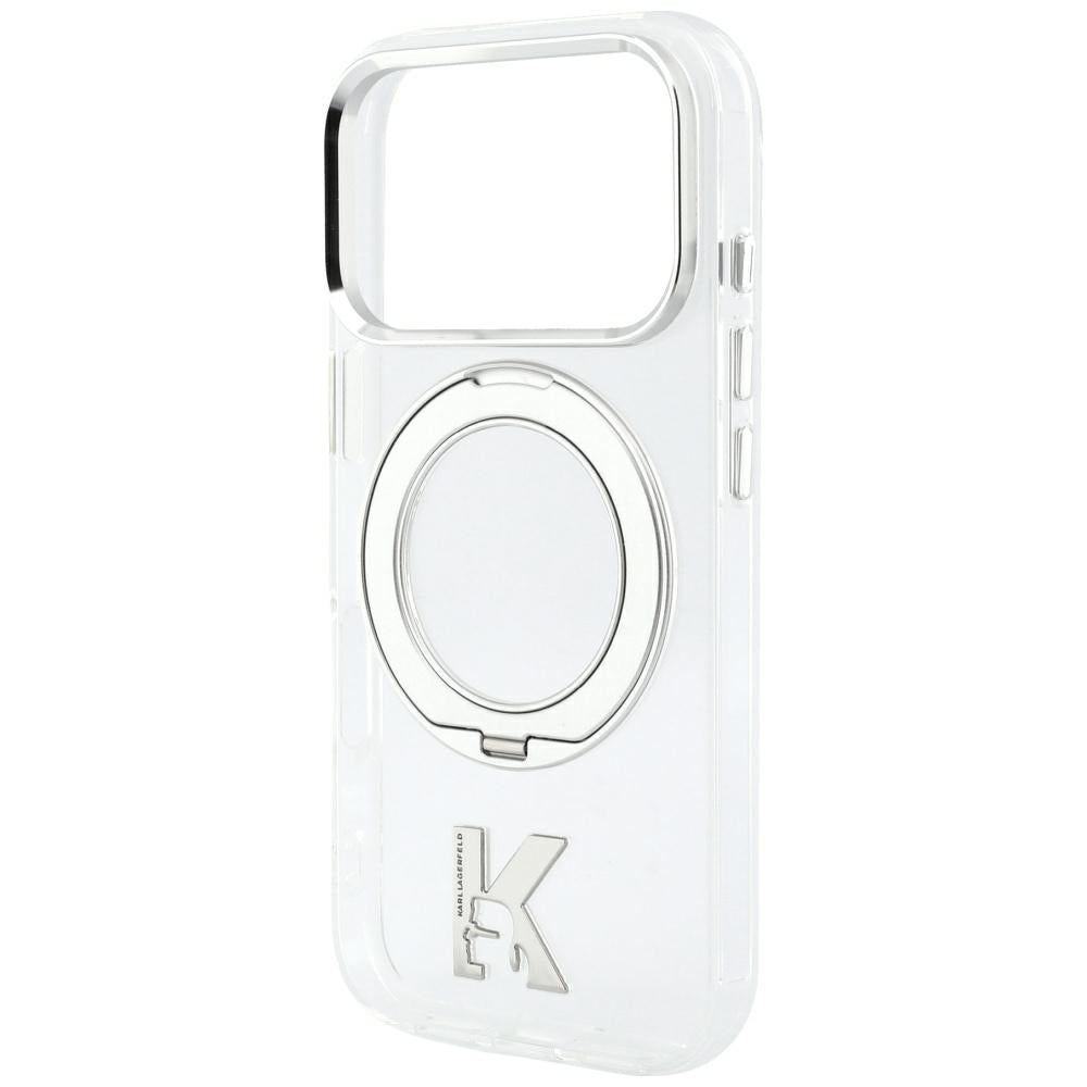 MagSafe puzdro pre Apple iPhone 18 Pro / 17 Pro, Karl Lagerfeld, IML Ring Stand Kameo Metal, priehľadné