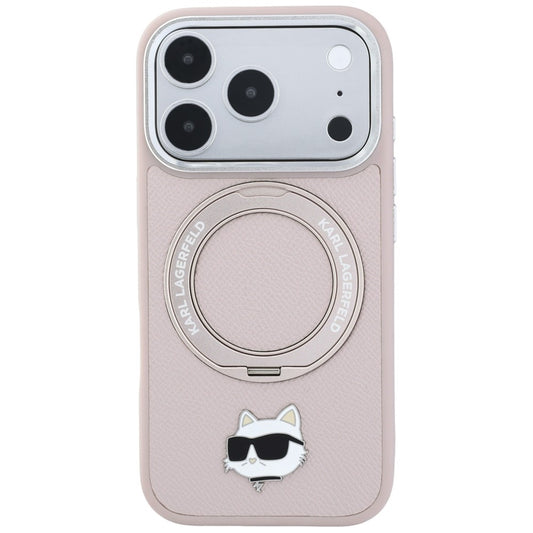 Puzdro MagSafe pre Apple iPhone 18 Pro / 17 Pro, Karl Lagerfeld, Ring Stand 360 Choupette Pin, ružové