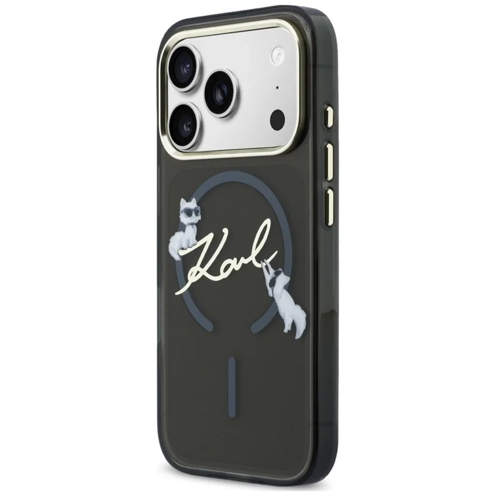 MagSafe Case for Apple iPhone 18 Pro, Karl Lagerfeld, IML Choupette Karl Script Logo, Black