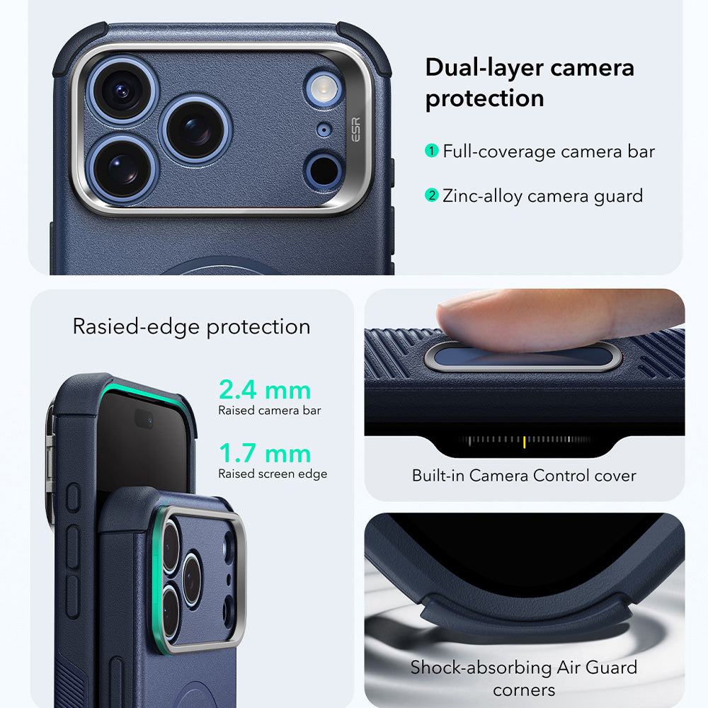 MagSafe puzdro pre Apple iPhone 18 Pro Max / 17 Pro Max, ESR, Cyber Armor Kickstand, modré
