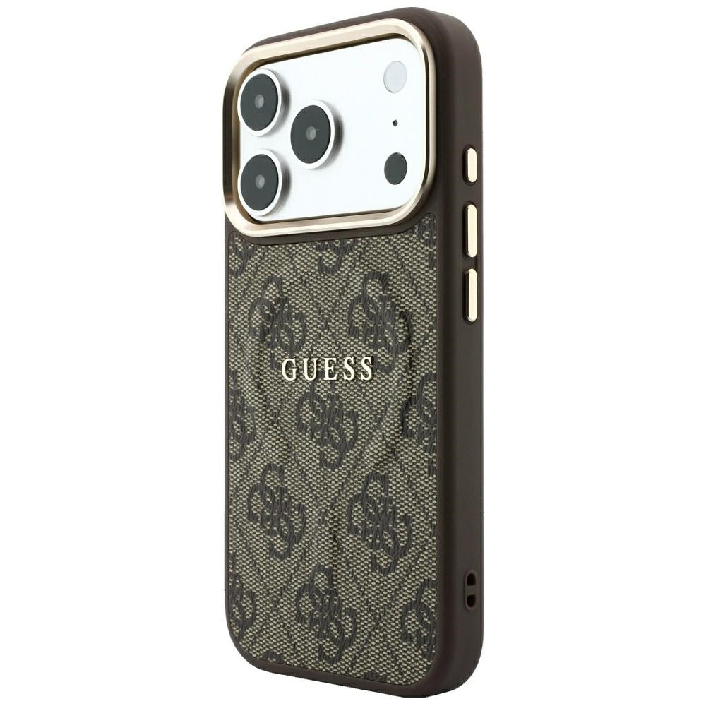 MagSafe puzdro pre Apple iPhone 18 Pro Max / 17 Pro Max, Guess, 4G Embossed Classic, Hnedé