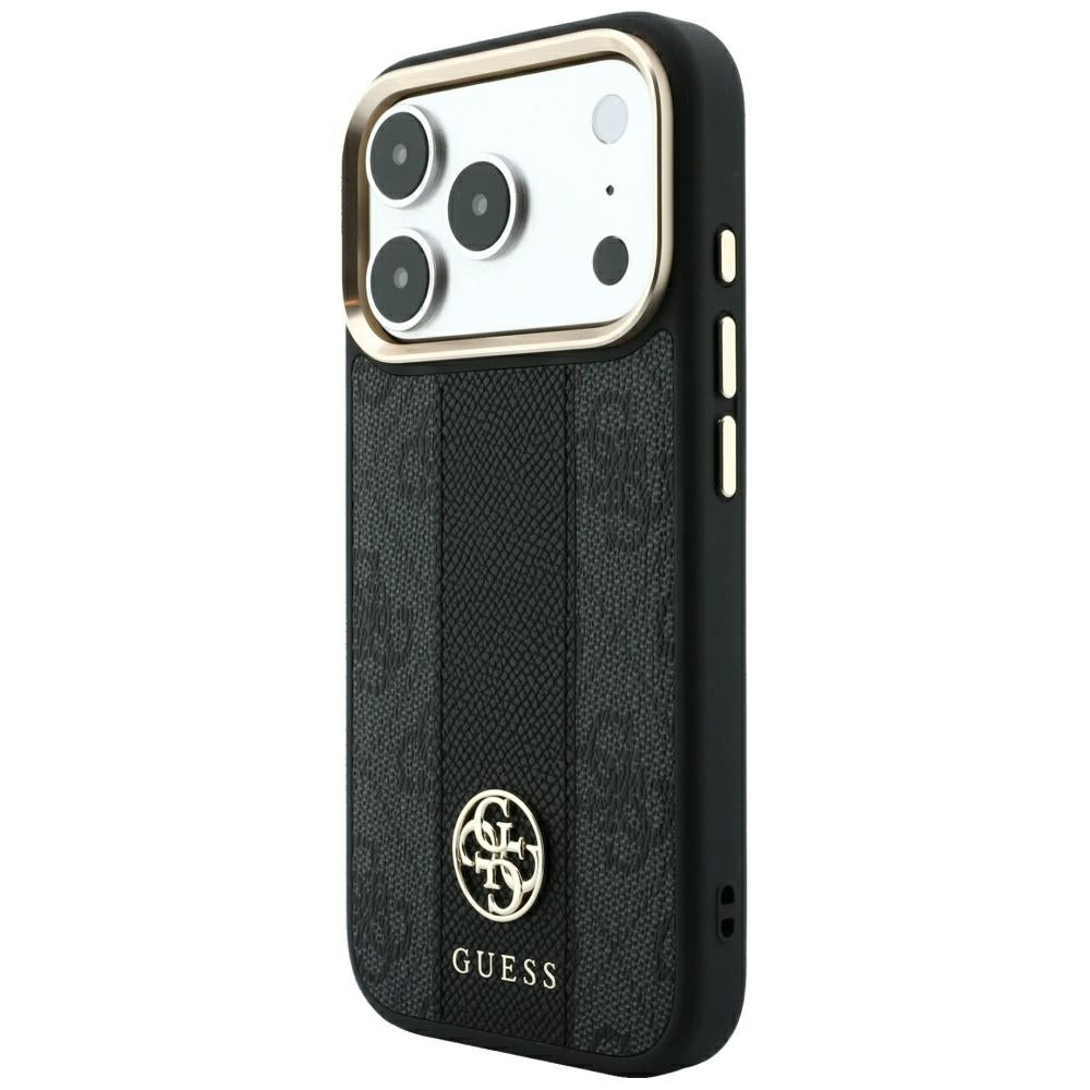 MagSafe puzdro pre Apple iPhone 18 Pro Max / 17 Pro Max, Guess, 4G Stripe Round Classic Logo, čierne