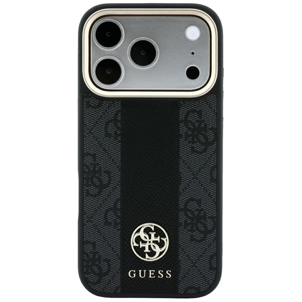 MagSafe puzdro pre Apple iPhone 18 Pro Max / 17 Pro Max, Guess, 4G Stripe Round Classic Logo, čierne