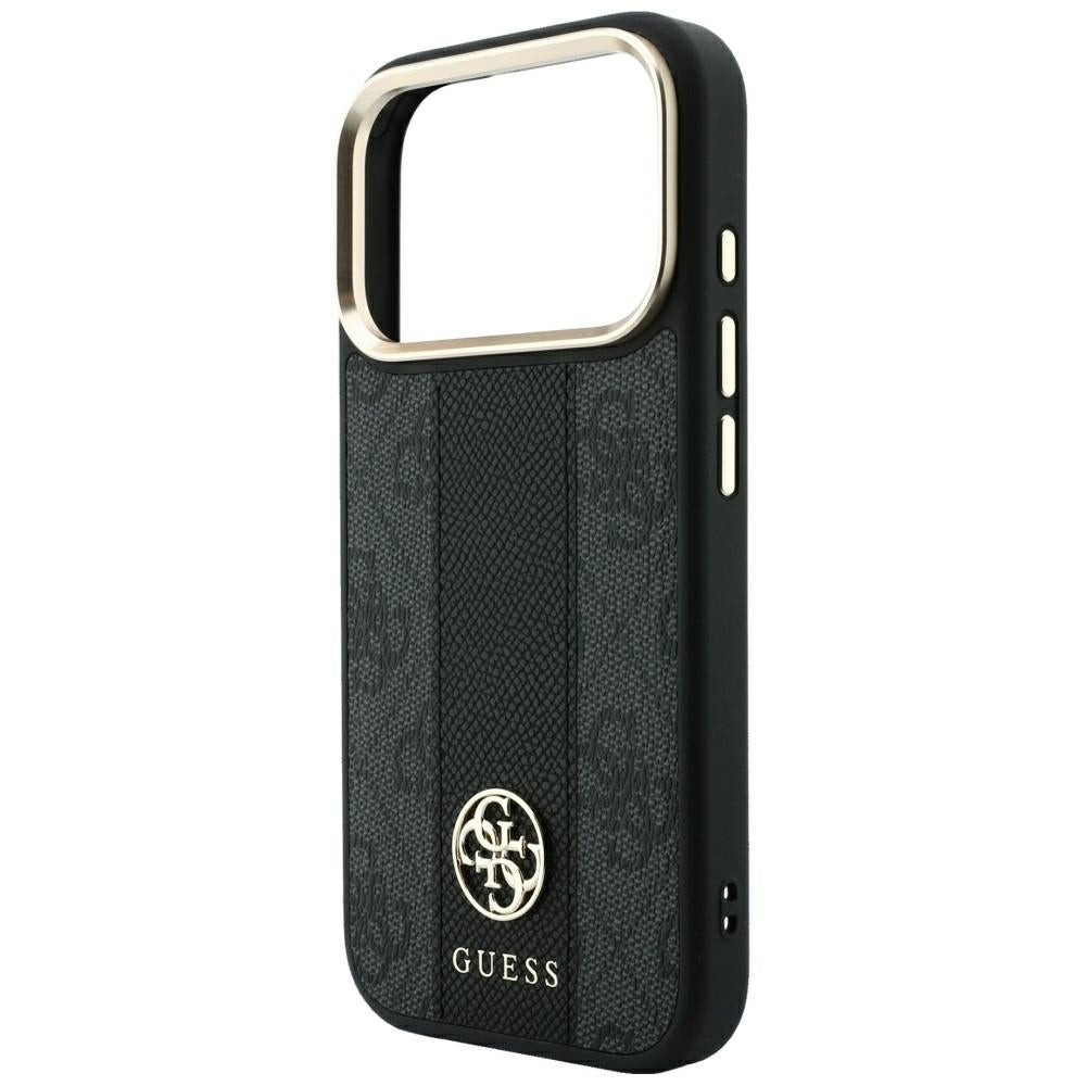 MagSafe puzdro pre Apple iPhone 18 Pro Max / 17 Pro Max, Guess, 4G Stripe Round Classic Logo, čierne