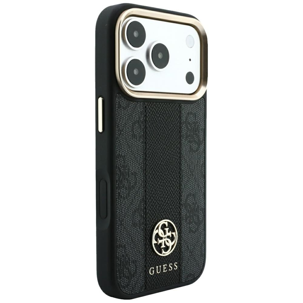MagSafe puzdro pre Apple iPhone 18 Pro Max / 17 Pro Max, Guess, 4G Stripe Round Classic Logo, čierne