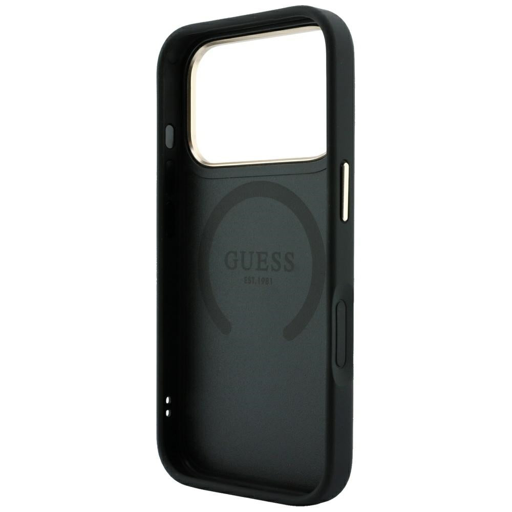 MagSafe puzdro pre Apple iPhone 18 Pro Max / 17 Pro Max, Guess, 4G Stripe Round Classic Logo, čierne