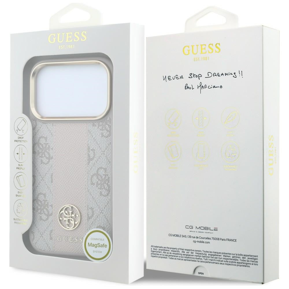 MagSafe puzdro pre Apple iPhone 18 Pro Max / 17 Pro Max, Guess, 4G Stripe Round Classic Logo, Ružové