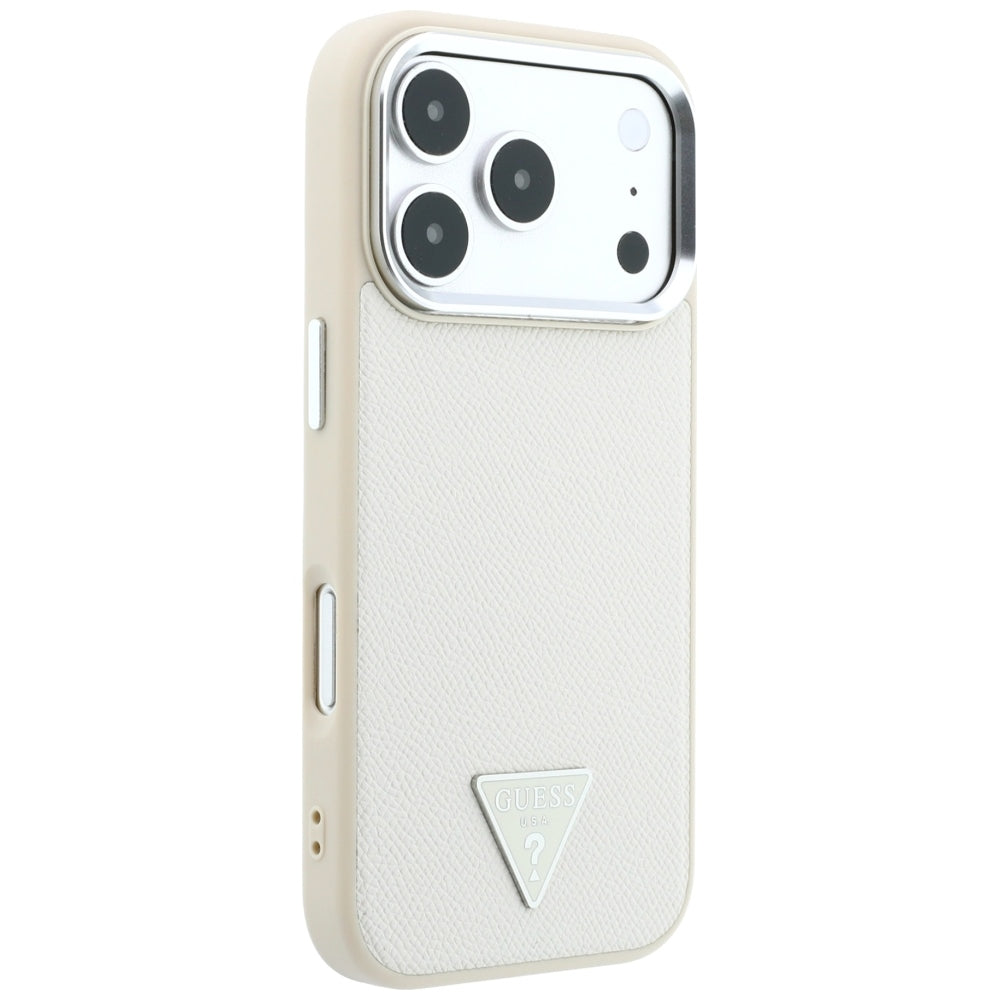 MagSafe puzdro pre Apple iPhone 18 Pro Max / 17 Pro Max, Guess, Štruktúrované trojuholníkové logo, Béžová