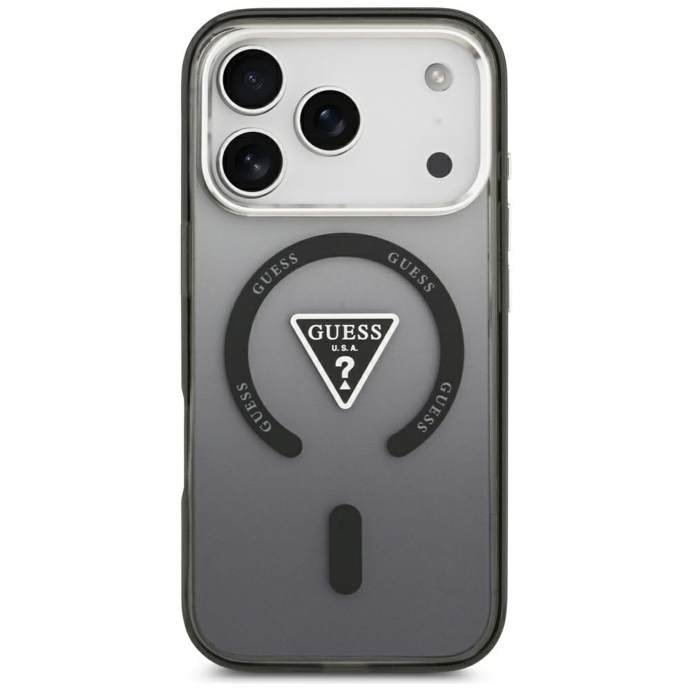 Puzdro MagSafe pre Apple iPhone 18 Pro Max / 17 Pro Max, Guess, IML Gradient Triangle Logo, čierne