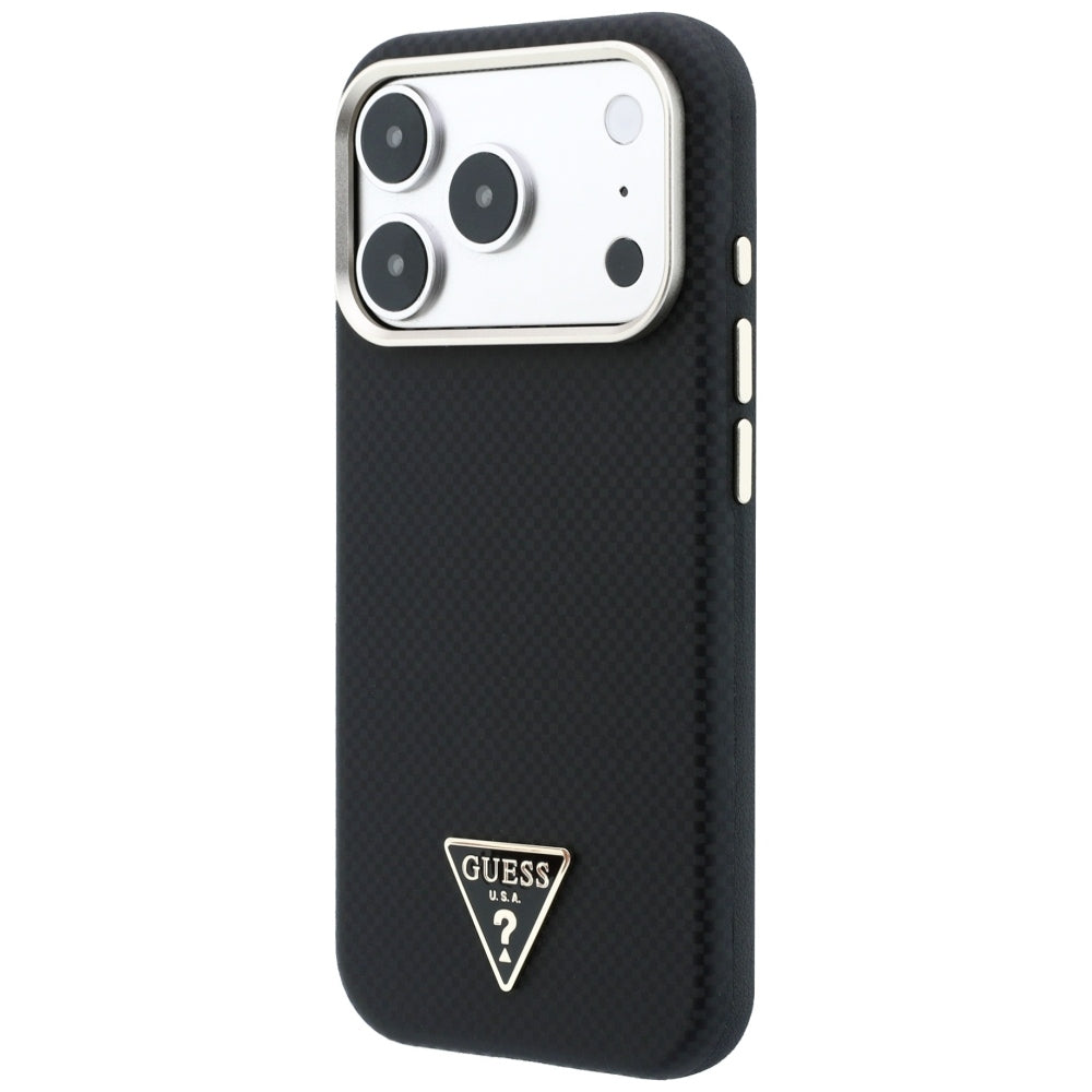 MagSafe puzdro pre Apple iPhone 18 Pro Max / 17 Pro Max, Guess, Kevlar Triangle Logo, čierne