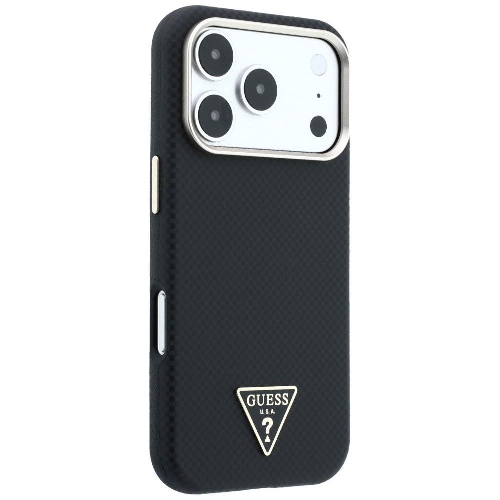 MagSafe puzdro pre Apple iPhone 18 Pro Max / 17 Pro Max, Guess, Kevlar Triangle Logo, čierne