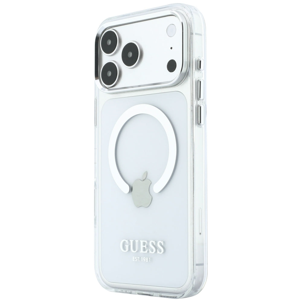 MagSafe puzdro pre Apple iPhone 18 Pro Max / 17 Pro Max, Guess, Metal Outline, Strieborné