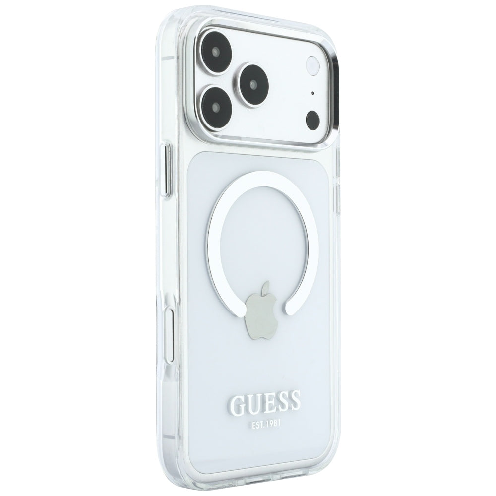 MagSafe puzdro pre Apple iPhone 18 Pro Max / 17 Pro Max, Guess, Metal Outline, Strieborné
