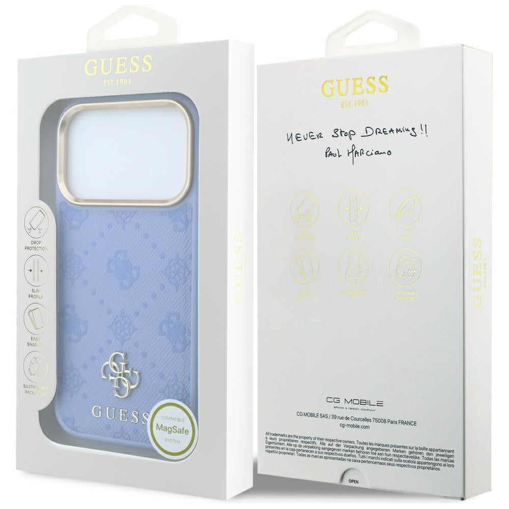 MagSafe puzdro pre Apple iPhone 18 Pro Max / 17 Pro Max, Guess, Peony 4G Small Logo, Bleu